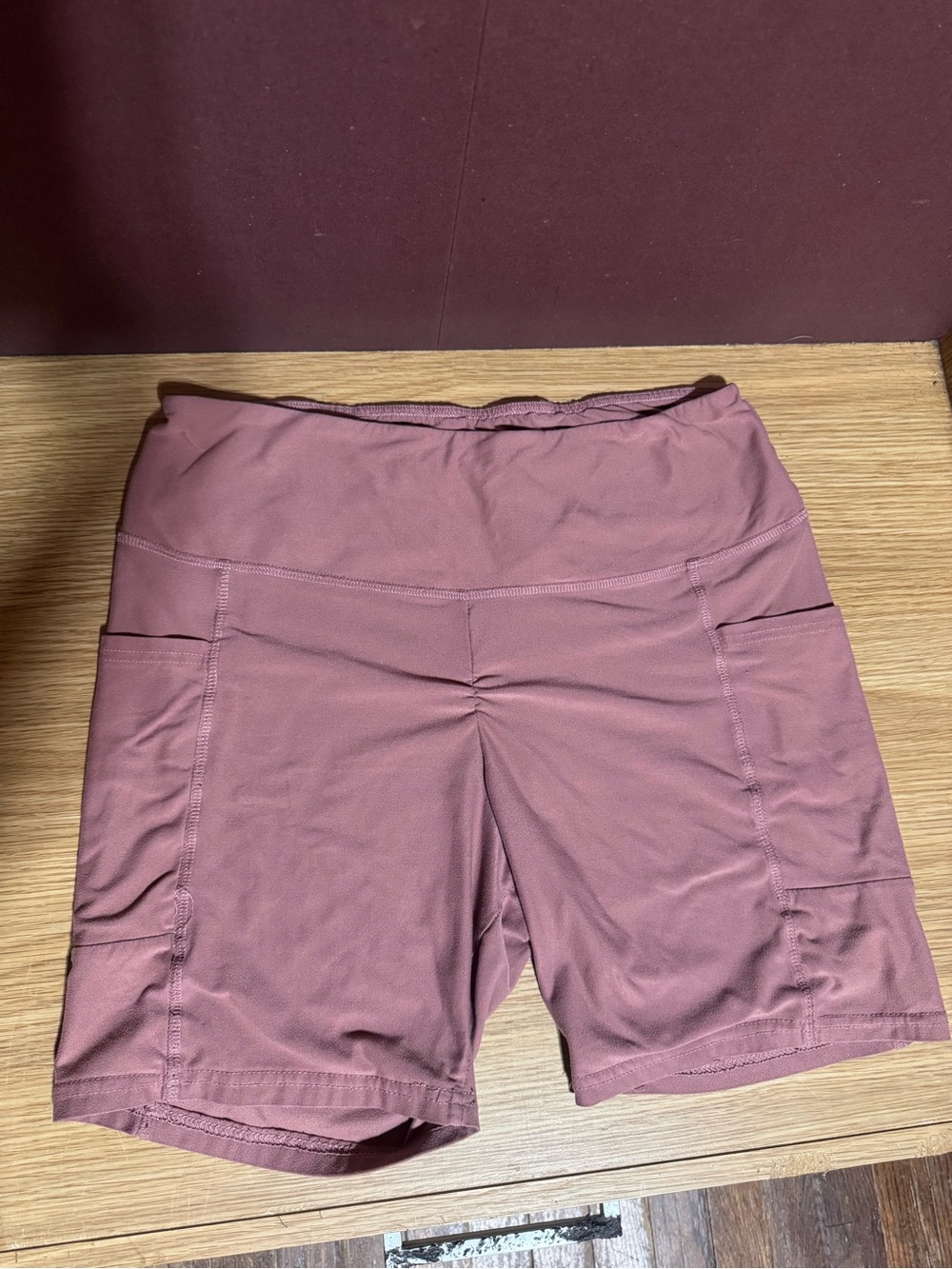 Pink Rose Mauve High Rise Biker Shorts Side Pockets XL
